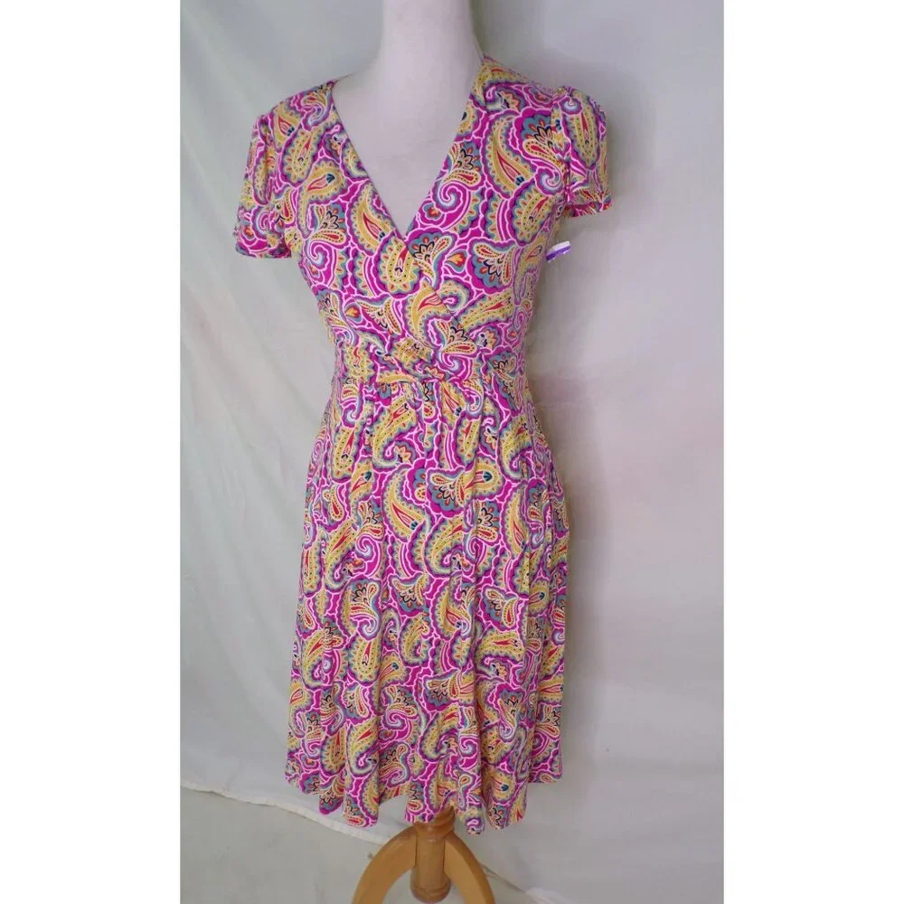 🆕 BODEN Evangeline V-Neck Belted Paisley Print Jersey Dress 4 - Picture 9 of 11